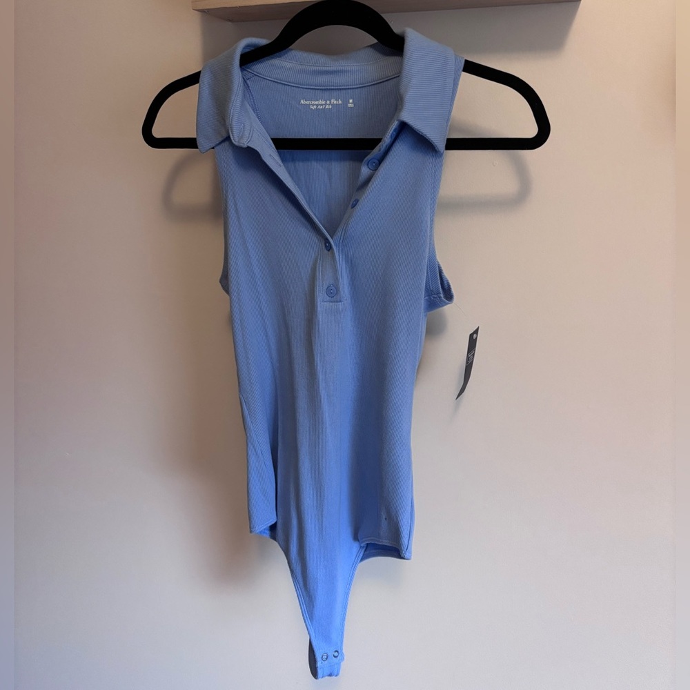 NWT Abercrombie light blue Soft-Rib polo bodysuit. Size M - Picture 2 of 5